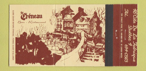 Matchbook Cover - Le Creneau Bar Restaurant Quebec QC 30 Strike