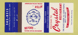 Matchbook Cover - Crystal Restaurant Kingston ON 30 Strike
