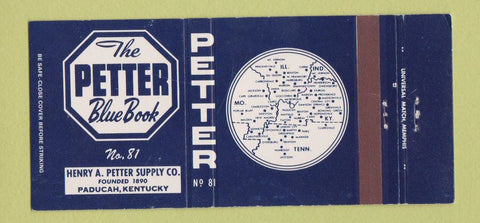Matchbook Cover - Petter Blue Book Paducah KY Supply Catalog? WEAR 30 Strike
