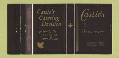 Matchbook Cover - Cassio's Hotel Restaurant Sudbury ON 30 Strike
