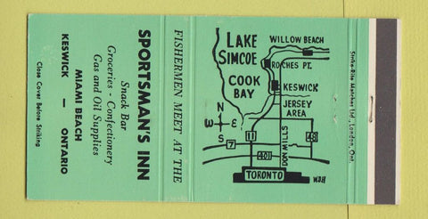 Matchbook Cover - Sportsman's Inn Keswick ON Miami Beach GREEN 30 Strike