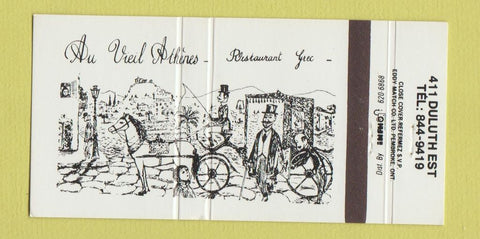 Matchbook Cover - Au Vieil Athenes Restaurant QC 30 Strike