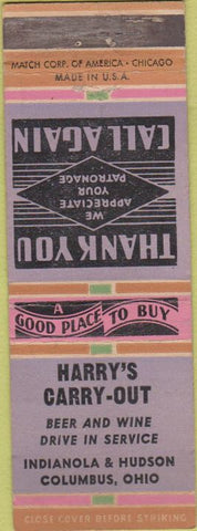 Matchbook Cover - Harry's Carry Out Columbus OH