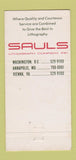 Matchbook Cover - Sauls Lithograph Annapolis MD 30 Strike