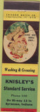Matchbook Cover - Kinsley's Standard oil gas Syracuse IN