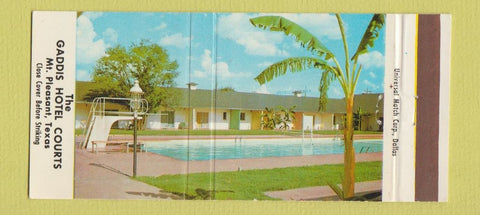 Matchbook Cover - Gaddis Hotel Courts Mount Pleasant TX WEAR 30 Strike
