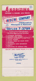 Matchbook Cover - Anodizing Company Minneapolis MN metal treating 30 Strike