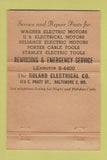Matchbook Cover - Roland Electric Baltimore MD 40 Strike
