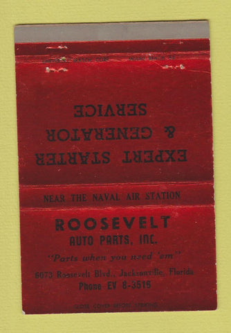 Matchbook Cover - Roosevelt Auto Parts Jacksonville FL 40 Strike