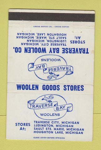Matchbook Cover - Traverse Bay Woolens Traverse City MI Ludington 40 Strike