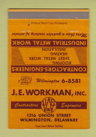 Matchbook Cover - JE Workman Contractors Engineers Wilmington DE 40 Strike