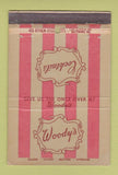 Matchbook Cover - Woody's Cocktails Baltimore MD WEAR 40 Stick