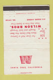 Matchbook Cover - Wilson Bros Santa Cruz CA Real Estate WORN 40 Strike