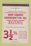 Matchbook Cover - Williamsburg Savings Bank NY 40 Strike