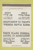 Matchbook Cover - White Plains Federal Savings NY Mount Kisco 40 Strike
