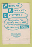 Matchbook Cover - Western Ranchman Cheyenne WY Levis Jeans 40 Strike