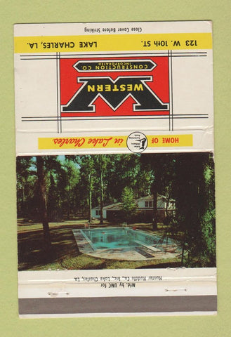Matchbook Cover - Western Construction Lake Charles LA WEAR 40 Strike
