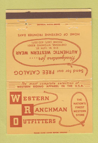 Matchbook Cover - Western Ranchman Cheyenne WY clothes 40 Strike
