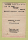 Matchbook Cover - Bar North Bismarck ND Beef  40 Strike