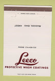 Matchbook Cover - Leeco Protective Wash Coatings Madison OH 40 Strike