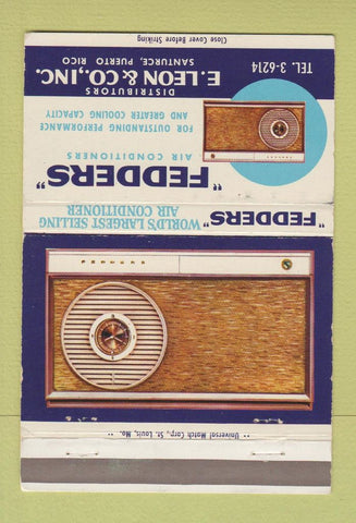 Matchbook Cover - Fedders Air Conditioners Santurce Puerto Rico 40 Strike