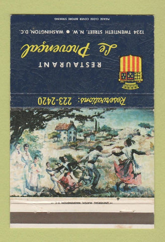 Matchbook Cover - Restaurant Le Provencal Washington DC 40 Strike