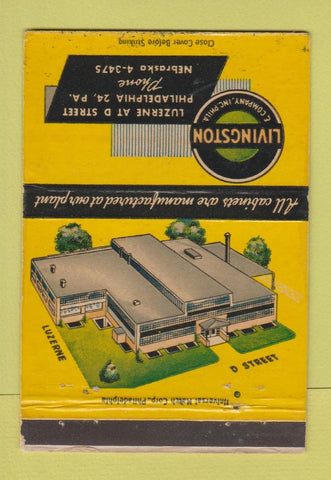 Matchbook Cover - Livingston Company Cabinets Philadelphia PA WEAR 40 Strike