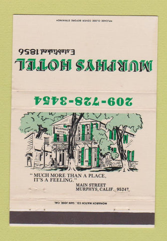 Matchbook Cover - Murphys Hotel Murphys CA 40 Strike