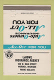 Matchbook Cover - LaRowe Insurance Morenci MI 40 Strike
