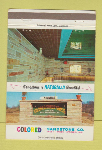 Matchbook Cover - Colored Sandstone West Baden Springs IN 40 Strike