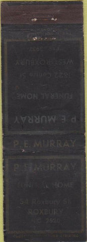 Matchbook Cover - PE Murray Funeral Home West Roxbury MA WORN