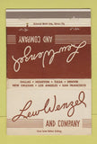 Matchbook Cover - Lew Wenzel Dallas Houston Tulsa Denver New Orleans 40 Strike