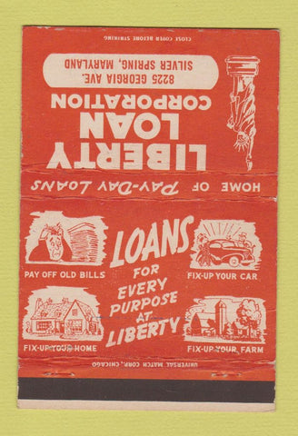 Matchbook Cover - Liberty Loan Corp Silver Spring MD 40 Strike