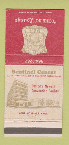 Matchbook Cover - Sentinel Center Detroit MI Convention 30 Strike