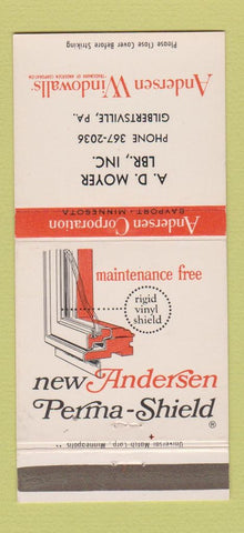 Matchbook Cover - Andersen Windows AD Moyer Gilbertsville PA 30 Strike