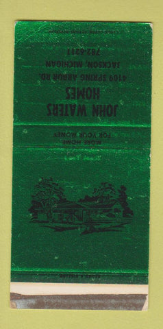 Matchbook Cover - John Waters Homes Jackson MI WORN SAMPLE 30 Strike