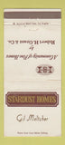 Matchbook Cover - Stardust Homes Robert Grant Buena Park CA 30 Strike