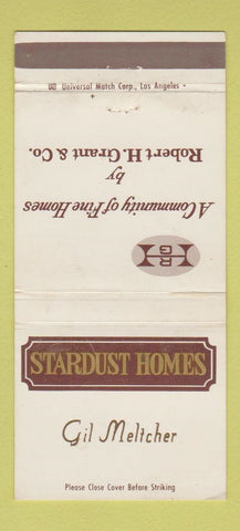 Matchbook Cover - Stardust Homes Robert Grant Buena Park CA 30 Strike
