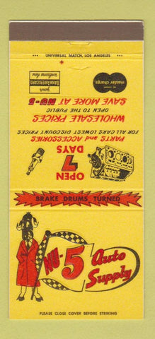 Matchbook Cover - Nu 5 Auto Parts Downey Southgate CA 30 Strike