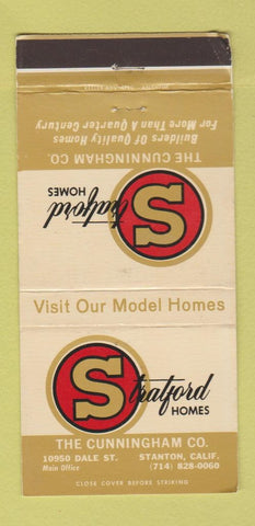 Matchbook Cover - Stratford Homes Cunningham Stanton CA WORN 30 Strike