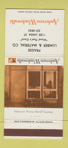 Matchbook Cover - Andersen Windows Prasse Lumber  30 Strike