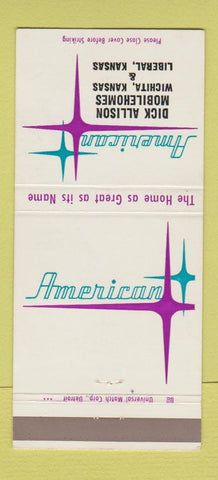 Matchbook Cover - American Mobile Homes Trailers Wichita Liberal KS 30 Strike