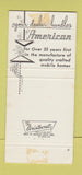 Matchbook Cover - American Mobile Homes Trailers Wichita Liberal KS 30 Strike