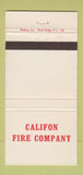 Matchbook Cover - Califon Fire Company 30 Strike