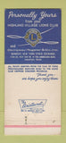 Matchbook Cover - Lions Club Highland Village Houston TX 30 Strike