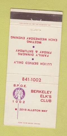 Matchbook Cover - Elks Lodge Berkeley CA 30 Strike