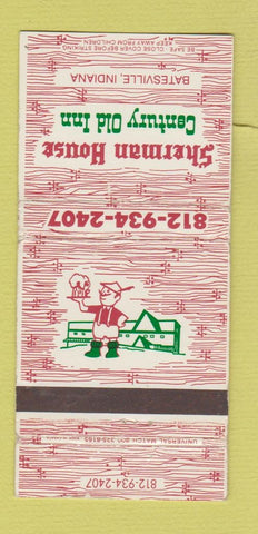 Matchbook Cover - Sherman House Century Old Inn Batesville IN 30 Strike