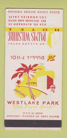 Matchbook Cover - Palms Wilshire Hotel Los Angeles CA SAMPLE WEAR 30 Strike