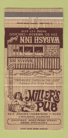 Matchbook Cover - Miller's Pub Chicago IL Wabash Inn 30 Strike