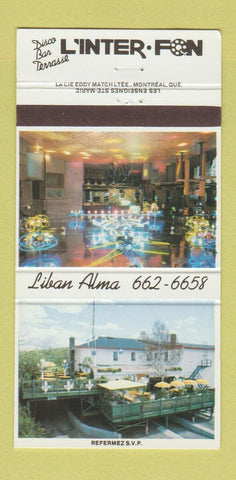 Matchbook Cover - L'Inter Fun Disco Bar Liban Alma QC? 30 Strike